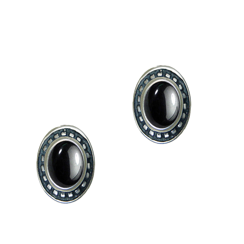 Sterling Silver Hematite Post Stud Earrings